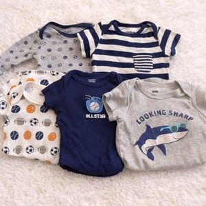 Baby Boy Onesies Set - Blue and Gray
